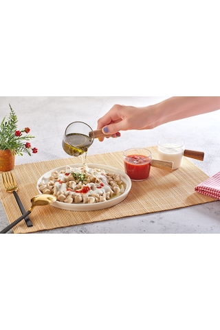 KitchenLife 6'lı Ahşap Saplı Mıka Reçellik Sosluk Sofra Sunum Kahvaltı Seti - 80 Ml Şeffaf