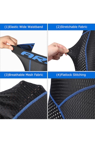 Arsuxeo Erkekler Bisiklet İç Giyim Şort 5d Jel Yastıklı S Gri