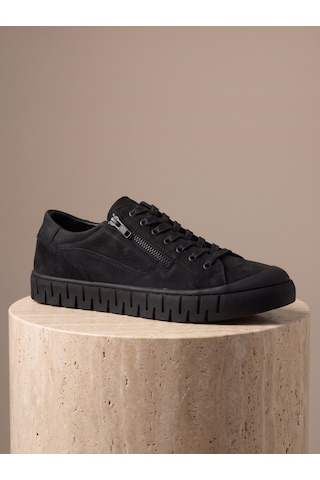 Bafaş 038043hn Siyah Hakiki Dana Derisi Bağcıklı Erkek Sneaker