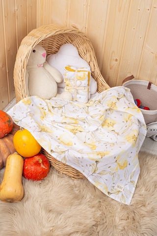 Luckka Dijital Baskılı 3'lü Müslin Örtü Seti - 75x75 Cm - Zt5000 Sarı Sarı