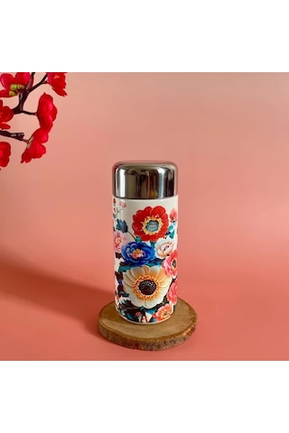 Techbloom Sunflower 260ml 8 79oz Mini Termos Mug Çiçek Desenli Paslanmaz Çelik Seyahat Bardağı