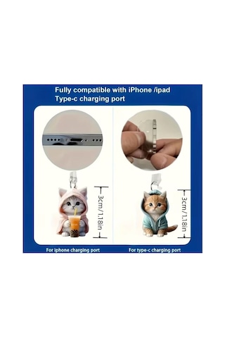Aleylife 2d Telefon Charm Androıd Apple Uyumlu iOS Toz Koruması Sevimli Kediler