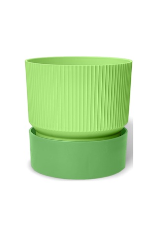 Iksora Saksı Dekoratif Tabaklı Çiçek Kaktüs Saksısı Mat Plastik 1 Adet, Yeşil, 0.4 Litre