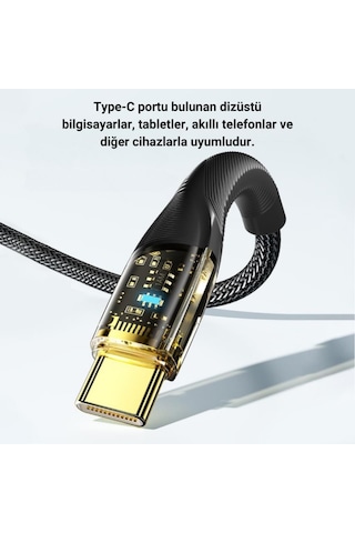 Essager Led Işıklı 1 Metre 100w Usb To Type C Şarj Kablosu 480mbps Veri Aktarım Şarj Akım Korumalı Desen - Ben10