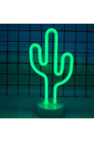 Buffer Kaktüs Dekoratif Neon Led Masa Ve Duvar Lambası Gece Lambası Çok Renkli