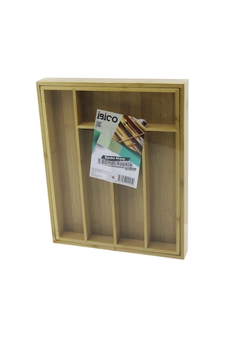 Bambu Çekmece Kaşıklık 7 Bölmeli Çok Amaçlı Organizer Sarı