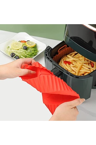 Pişirme Kabı Yuvarlak Hava Fritözü Aksesuarı Tüm Airfryerlara Uyumlu Yıkanabilir Leke Tutmaz Esnek Kızartma Teps