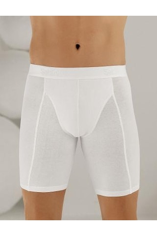 6 Adet Şahinler Erkek Likralı Uzun Short Boxer E114 Beyaz