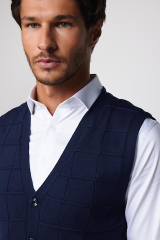 Tudors Slim Fit Kare Desenli Lacivert Erkek Yelek-29708 Lacivert