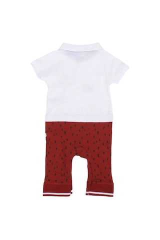 Bebegen Erkek Bebek Beyaz Bordo Polo Yakalı Çıt Çıtlı Tulum Çok Renkli
