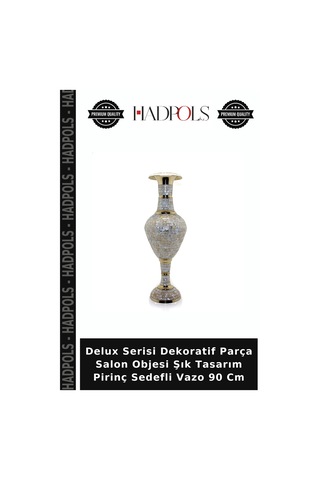 Delux Serisi Dekoratif Parça Salon Objesi Şık Tasarım Pirinç Sedefli Vazo 90 Cm Diğer