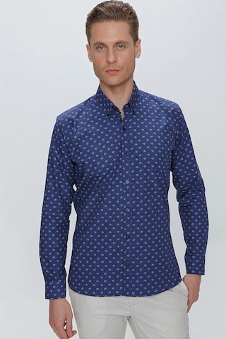 Efor G 1518 Slim Fit Lacivert Spor Gömlek Lacivert
