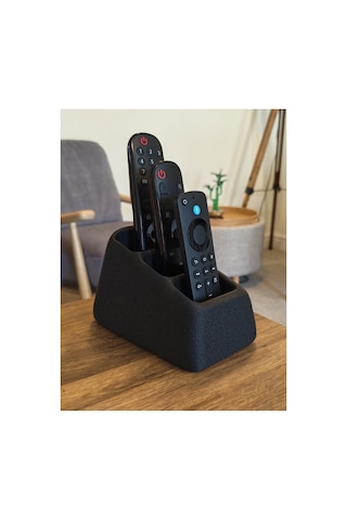 Dokulu Siyah 3 Bölmeli Masaüstü Kumandalık Tv Kumanda Düzenleyici Stand Organizer