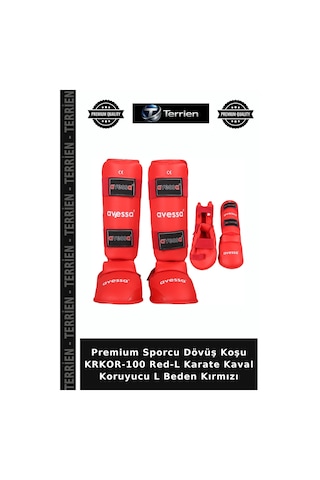 Premium Sporcu Dövüş Koşu Krkor-100 Red-l Karate Kaval Koruyucu L Beden Kırmızı