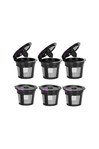 Moveevo Sürdürülebilir Pp Plastik K Filtreli Bardak Seti - 6 Parça, 51x46mm, Siyah Siyah