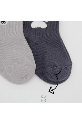 Bistyle Bear Penye Soket Çorap 2'li Bs10116 Gri Gri