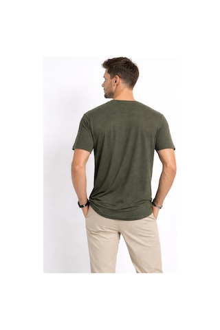 Cazador Erkek Bisiklet Yaka Kendinden Desenli T Shirt 44420 Haki