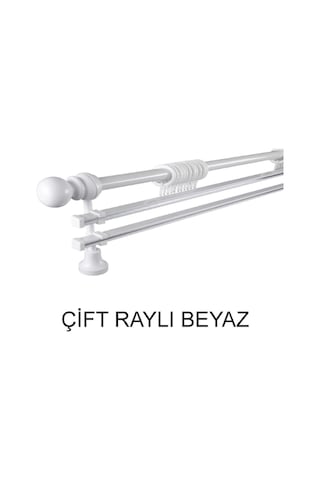Perdemix Klasik Ahşap Rustik Perde Askısı Çift Raylı 28 Mm