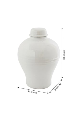 Terra Cotta Dekoratif Vazo Büyük Boy Toprak Vazo Beyaz Modern Salon Sehpa Masa Üstü Ev Dekoru 38 Cm Altın - Beyaz