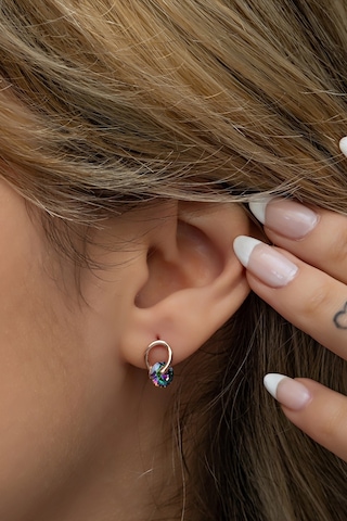 Nereze 925 Ayar Gümüş Minik Mistik Topaz Tektaş Küpe