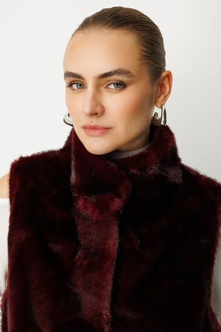 Ekol Kadın Kürklü Bordo Yelek 08905 Bordo