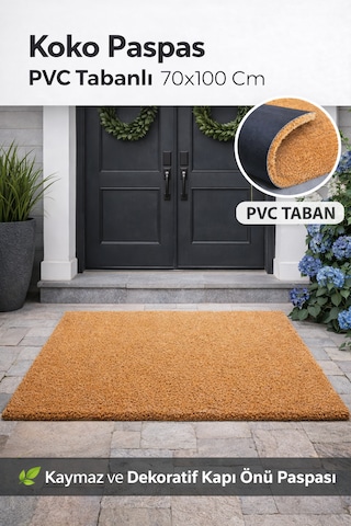 Koko Halı Kapı Önü Paspas Koko - 70cmx100cm Açık Kahverengi