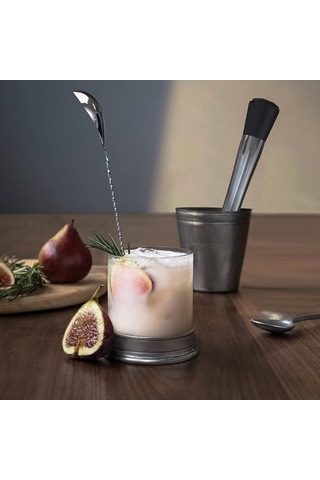 Vkemall 10 İnç Paslanmaz Çelik Kokteyl Muddler Ve Uzun Saplı Karıştırma Kaşığı - Mojito Ve Meyve İçecekleri İçin Bar Aksesuarı Seti Gümüş