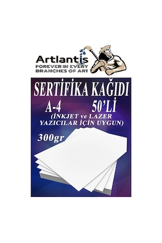 A4 Sertifika Kağıdı Kalın 50 Adet Gramajlı Fotokopi Kağıdı 300 Gr Tüm Yazıcılara Uyumlu 21x29.7 Cm Kalın Bas Genel