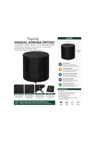 Yuvarlak Mangal Koruma Örtüsü 60x80 Cm Su Geçirmez Barbekü Koruyucu Kılıf Dış Mekan Örtüsü Diğer