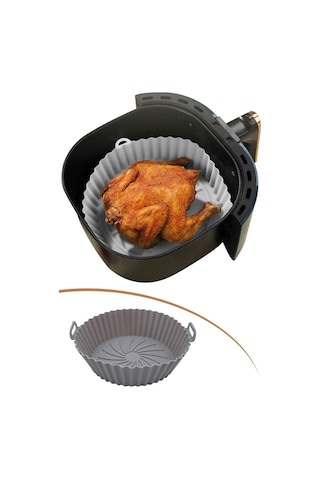 Buffer Silikon Airfryer Gri Pişirme Matı 20 Cm Ve 100 Adet Pişirme Kağıdı