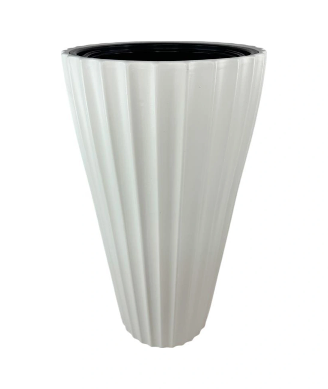 Beyaz Lilyum Model Vazo Dekoratif Plastik Saksı 57cm 9 Litre İç Hacim Estetik Ve Modern Tasarım Beyaz