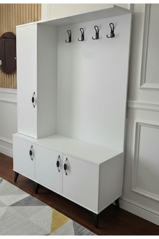 Duo 3 Kapaklı Portmanto Vestiyer Ayakkabılık Dolap Byz - M2 Beyaz
