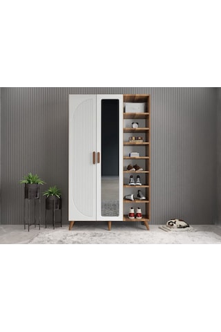 Robe Membran 3 Kapaklı Portmanto Montaj Dahil Ceviz Beyaz 120 Cm