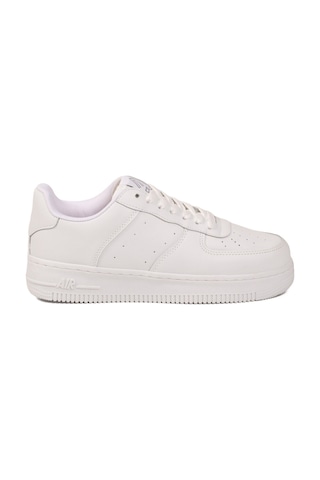 Cool Beyaz Bağcıklı Kalın Tabanlı Unisex Yürüyüş Ve Spor Ayakkabı Sneaker Pekin Kısa