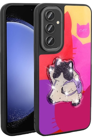 Samsung Galaxy A54 İle Uyumlu Kılıf Parlayan Kabartmalı İkonik Figürlü Silikon Kapak