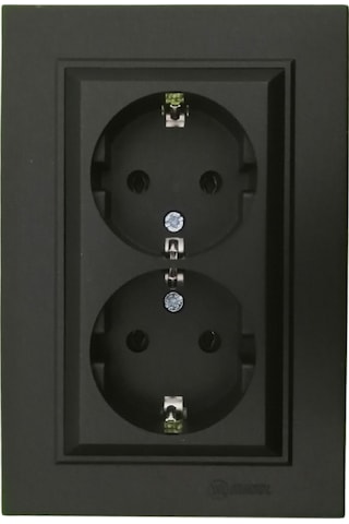 Makel Karea Sıva Altı 2li Torpaklı Priz + Çerçeve Siyah