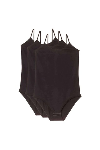 Jenerik 3 Adet İp Askılı Kadın Çıtçıtlı Body Siyah