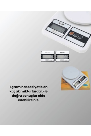 Dijital Mutfak Terazisi, 10 Kg, 1 Gram, Çift Ölçü Birimli Çok Renkli