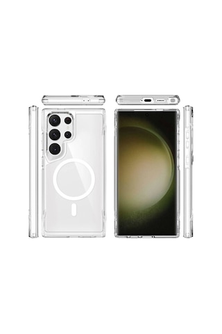 Galaxy S24 Ultra Kılıf Zore M-safe Şarj Özellikli T-max M-safe Kapak Renksiz
