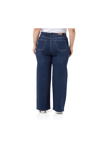 Disentis Büyük Beden Yüksek Bel Geniş Paça Lacivert Denim Pantolon-lacivert Lacivert