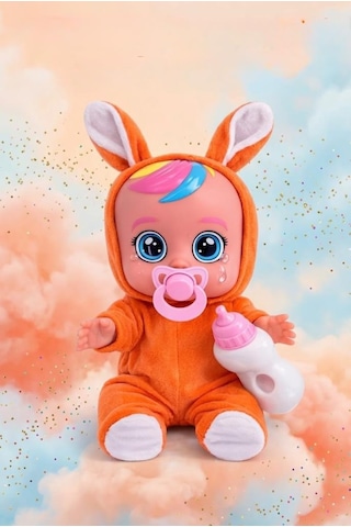 TıfılToys Turuncu Kostümlü Ağlayan Ve Konuşan Et Bebek Emzikli Ve Biberonlu İnteraktif Oyuncak Bebek