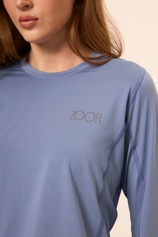 Zoor Kadın Uzun Kol Compression Fitness Gym Spor Body Tshirt Mavi