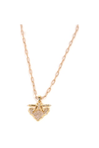 Çelik Kolye Işıltılı Tasarım Kolye - K-128 Altın