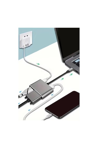 Thentech Type C Görüntü Dönüştürücü Adaptör 4k Hdmı Vga Usb 3.0 Pd Çoklayıcı Hub Projeksiyon Uyumlu
