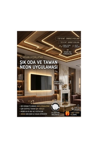 50 Metre Neon Led Şerit Led,günışığı-3000k, Esnek Led Çok Parlak,led, Kesilebilir,dekoratif Dış Aydınlatma Bahçe Aydınlatma,tavan Aydınlatma,gözalıcıaydınlatma
