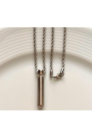 Gns Aksesuar Burgu Çelik Kapağı Açılan Bar Uç Unisex Kolye