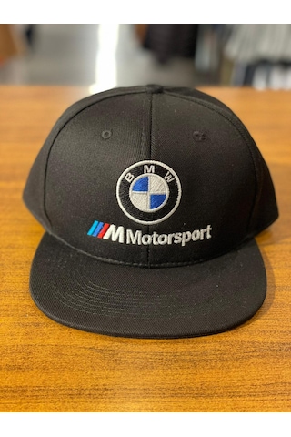 Hamze Bmw Motorsport Nakışlı Siyah Hip Hop Snapback Rapper Basket Şapka Siyah