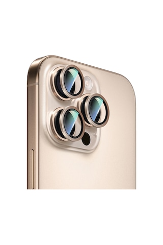 Apple Uyumlu iPhone 16 Pro Max Caseworld Sapphire Serisi Anti Reflective Lens Koruyucu Gold
