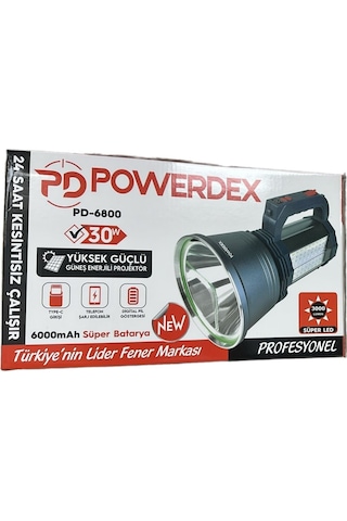 Powerdex Pd-6800 30w 3000 Lümen Yüksek Güçlü Güneş Enerjili Proje Gri