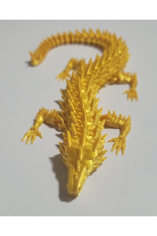 20 Cm 3d Baskı Altın Ejderha Figürü Eklemli Dragon Biblo Dekoratif Mitolojik Masaüstü Süs